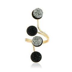 For Women Light Grey Alloy Open Ring Featuring Asymmetrical Design With Resin Rhinestones, 1 Piece 5