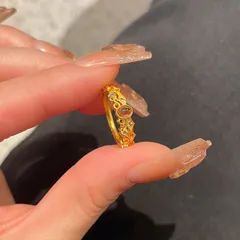 Luxurious Open Ring For Women In Gold Electroplated Copper 3
