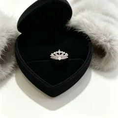 Luxurious Rose Gold Crown Open Ring For Unisex, Made Of Brass With Zircon Inlay 2