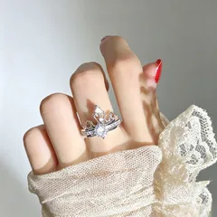 Luxurious Rose Gold Crown Open Ring For Unisex, Made Of Brass With Zircon Inlay 5