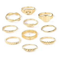 Luxurious Round Alloy Ring For Women With Electroplated Finish And Rhinestone Inlay 5