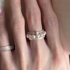 Luxurious Round Rings For Women, 3 Pieces, Alloy Material With Electroplated Finish And Imitation Pearl Inlay