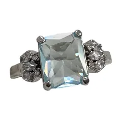 Luxurious Geometric Ring For Women, 1 Piece Alloy Ring With Artificial Gemstones, Electroplated Finish 2