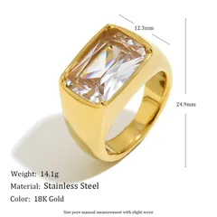 Luxurious Square Women’s Ring For Elegant Style Featuring 18K Real Gold Electroplated Finish With Zircon Inlay 2