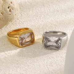 Luxurious Square Women’s Ring For Elegant Style Featuring 18K Real Gold Electroplated Finish With Zircon Inlay 4