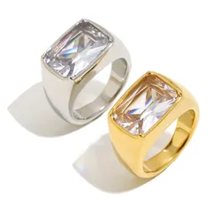 Luxurious Square Women’s Ring For Elegant Style Featuring 18K Real Gold Electroplated Finish With Zircon Inlay 5