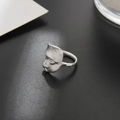 Matte Matte Matte Silver Mask Ring Men's Fashionable Cold Style Open Ring Women's Hip-Hop Face Finger Ring 2