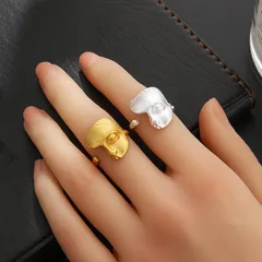 Matte Matte Matte Silver Mask Ring Men's Fashionable Cold Style Open Ring Women's Hip-Hop Face Finger Ring 4