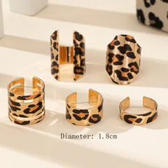 Minimalist Leopard Ring 5-Piece Set Unique Women's Casual Rose Gold Alloy Glass Stone Inlaid Bohemian Theme 3