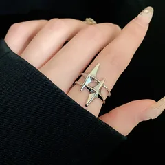 Elegant Simple Style Streetwear Star Alloy Plating Women's Open Rings 5
