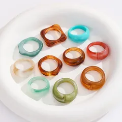 Modern Style Geometric Acrylic Ring Set For Women, 1 Set Featuring Unique Design