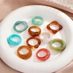 Modern Style Geometric Acrylic Ring Set For Women, 1 Set Featuring Unique Design 3