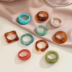 Modern Style Geometric Acrylic Ring Set For Women, 1 Set Featuring Unique Design 5