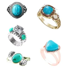 Morningside Wish Explosions Vintage Turquoise Ring Bridal Wedding Engagement Ring Jewelry For Men And Women