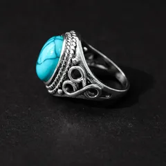 Morningside Wish Explosions Vintage Turquoise Ring Bridal Wedding Engagement Ring Jewelry For Men And Women 4