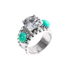 Morningside Wish Explosions Vintage Turquoise Ring Bridal Wedding Engagement Ring Jewelry For Men And Women 5