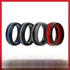 Multicolor Color Block Silicone Rings For Men And Unisex Featuring Electroplated Silica Gel Design