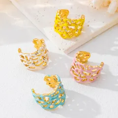 Multicolor Coral Open Rings For Women In Zinc Alloy Featuring Electroplated Finish
