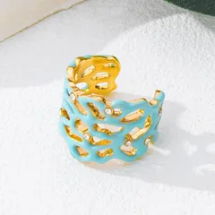 Multicolor Coral Open Rings For Women In Zinc Alloy Featuring Electroplated Finish 3