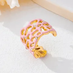 Multicolor Coral Open Rings For Women In Zinc Alloy Featuring Electroplated Finish 4