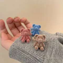 Multicolor Flocking Bear Ring Cocoa Bear Flocking Ring Sweet Style Temperament Opening Adjustable