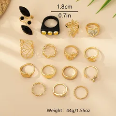 15 Pieces Multicolor Heart Shape Rings For Women In Alloy With Electroplated Finish 4