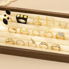 15 Pieces Multicolor Heart Shape Rings For Women In Alloy With Electroplated Finish 5