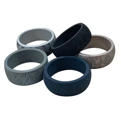 Multicolor Silicone Rings For Men And Unisex Featuring Litmus Craftsmanship With Floral Pattern 5