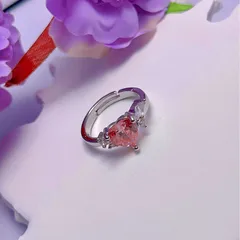 Natural Candy Colored Tourmaline Ring Beautiful Fashionable Simple Living Mouth Design Ring Women's Drop Earrings Copper Alloy 3