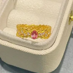 Luxurious Natural Pink Bow Tie Ring For Women In Copper With Crystal Inlay, Featuring Electroplated Finish