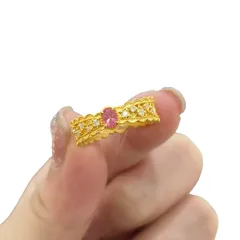 Luxurious Natural Pink Bow Tie Ring For Women In Copper With Crystal Inlay, Featuring Electroplated Finish 5