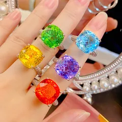 New 15 Carat Ultra Large Fanta Color Para Para Lax Ring Amethyst Anna Princess Yellow Diamond Color Gemstone Ring