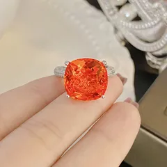 New 15 Carat Ultra Large Fanta Color Para Para Lax Ring Amethyst Anna Princess Yellow Diamond Color Gemstone Ring 2
