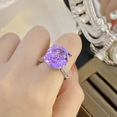 New 15 Carat Ultra Large Fanta Color Para Para Lax Ring Amethyst Anna Princess Yellow Diamond Color Gemstone Ring 4