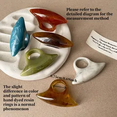 New Design Resin Ring Women's Exaggerated Personality Unique Elegant Colorful Texture Ring Geometric Pattern Unisex Ring 4