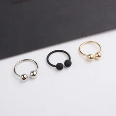 Unisex Simple Style U Shape Ring In Gold Metal Featuring Inlaid Gold Design 4