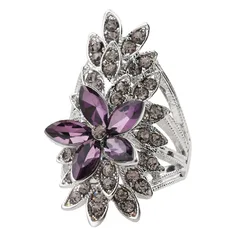 Fashion Bright Color Women's Ring Elegant Design High-end Store Source Handmade Alloy Crown Pattern Jewelry Accessory Rhinestone Glass