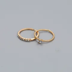 New Ins Simple Adjustable Ring Light Luxury Niche Personality Diamond-Studded Heart Joint Ring 2-Piece Set Wholesale 4