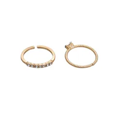 New Ins Simple Adjustable Ring Light Luxury Niche Personality Diamond-Studded Heart Joint Ring 2-Piece Set Wholesale 5