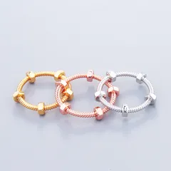 New  Wind Nut Personality Bracelet Ring For Men And Women Couples Pla Ring Finger Ring Copper Gold Plated Internet Celebrity  Hair 3