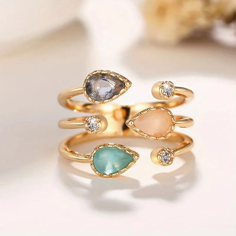 New  Ladies Rings Fashionable Geometric Pattern Alloy Simple Exaggerated Personality Ring For Women 5