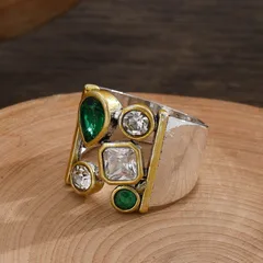 New  Oversized Minimalist Ring For Women Fashionable Geometric Pattern Alloy Ring Stylish OL Style 3