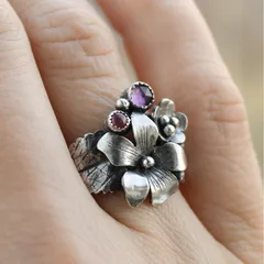 New  Oversized Personality Women's Ring Geometric Pattern Alloy Fashion OL Style Finger Ring 3