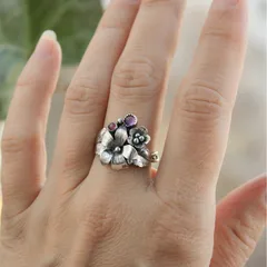 New  Oversized Personality Women's Ring Geometric Pattern Alloy Fashion OL Style Finger Ring 4