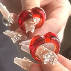 New Personality Geometric Irregular Resin Transparent Red Ring For Women Summer Colorful Index Finger Ring Style Polished Craft
