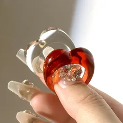 New Personality Geometric Irregular Resin Transparent Red Ring For Women Summer Colorful Index Finger Ring  Style Polished Craft 3