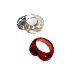 New Personality Geometric Irregular Resin Transparent Red Ring For Women Summer Colorful Index Finger Ring  Style Polished Craft 5