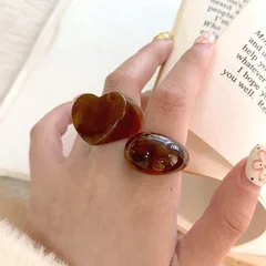 New Resin Geometric Square Ring Finger Ring In Brown Color For Autumn And Winter Handmade Crafted Unisex  Style Jewelry 3