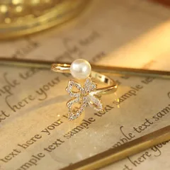 New Simple Butterfly Design Ring Trendy Pearl Finger Ring Women's Fashion Jewelry Classic Elegance Alloy Ins Style Ring 3