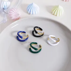 New Simple Personality Geometric Design Double Layer Open Handmade Oil Drop 18K Gold Plated Ring For Women High-end Jewelry